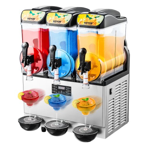 Commercial Frozen Drink Maker, 15Lx3 Triple Tank Slushy Machine, 180 Cups Stainless Steel Margarita Smoothie Frozen Drink Machine, Slushie Maker for Home Party Restaurants Cafe Bars