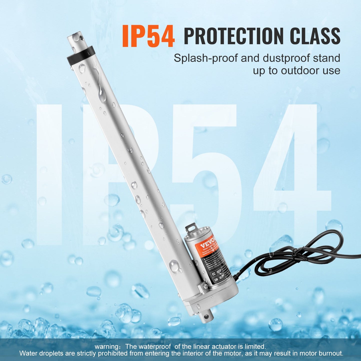 Linear Actuator 12V 30.5 cm 1.4 cm/s High Speed 99.8 kg/1000N IP54 Protection