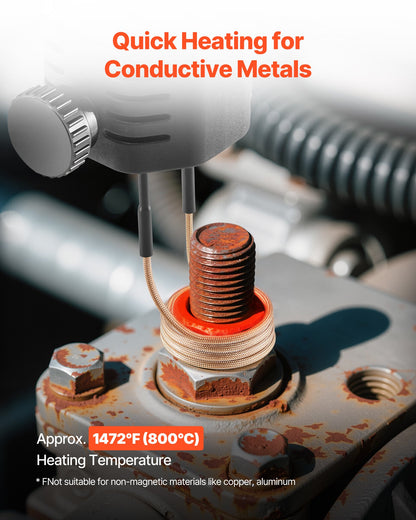 10 st magnetisk induktionsvärmare, induktorvärmetillbehör, minivärmaresats med flexibilitet och lång livslängd, för borttagning av rostiga bultar och muttrar, 8 spolar + 1 U-formad + 1 friformning