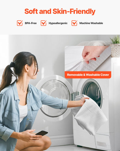 Bed Bumper for Toddlers, 52-inch Non-Slip Bed Guard Rail with Safety Flap, High-Rebound Foam Toddler Bedrail Bumper with Machine-Washable Cover for Twin, Full, Queen & King Beds (1 Pack)