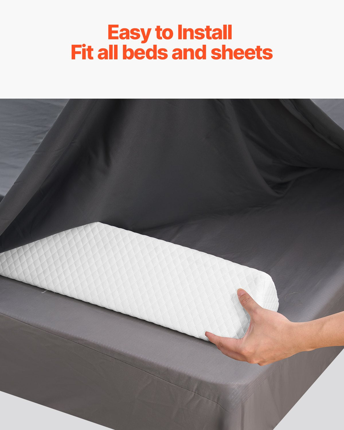 Toddlers Bed Bumper, 56-inch Non-Slip Bed Rail Bumper, High-Rebound Foam Bedrail Guard for Toddlers with Machine-Washable Cover for Twin, Full, Queen & King Beds, Lightweight and Travel-Friendly