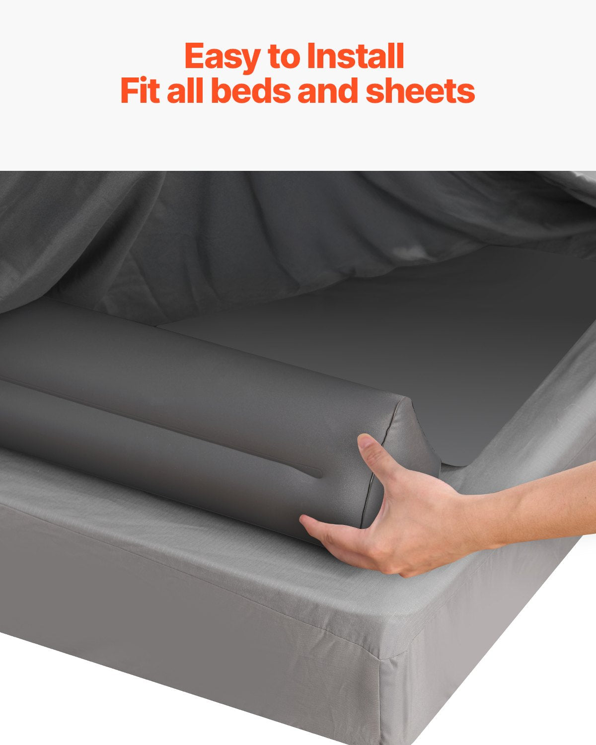 Bed Bumper for Toddlers, 52-inch Inflatable Bed Guard Rail with Safety Flap, Non-Slip TPU Toddler Bedrail Bumper for Twin, Full, Queen King Beds, Lightweight & Portable for Home Travel (2 Packs)