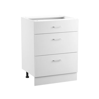 Vitt Shaker-underskåp med 3 lådor, 24-tums omonterat underskåp med lådor, 24" B x 19" D x 32" H Monteringsklart skåp med mjukstängande lådskenor, för hemmakontor