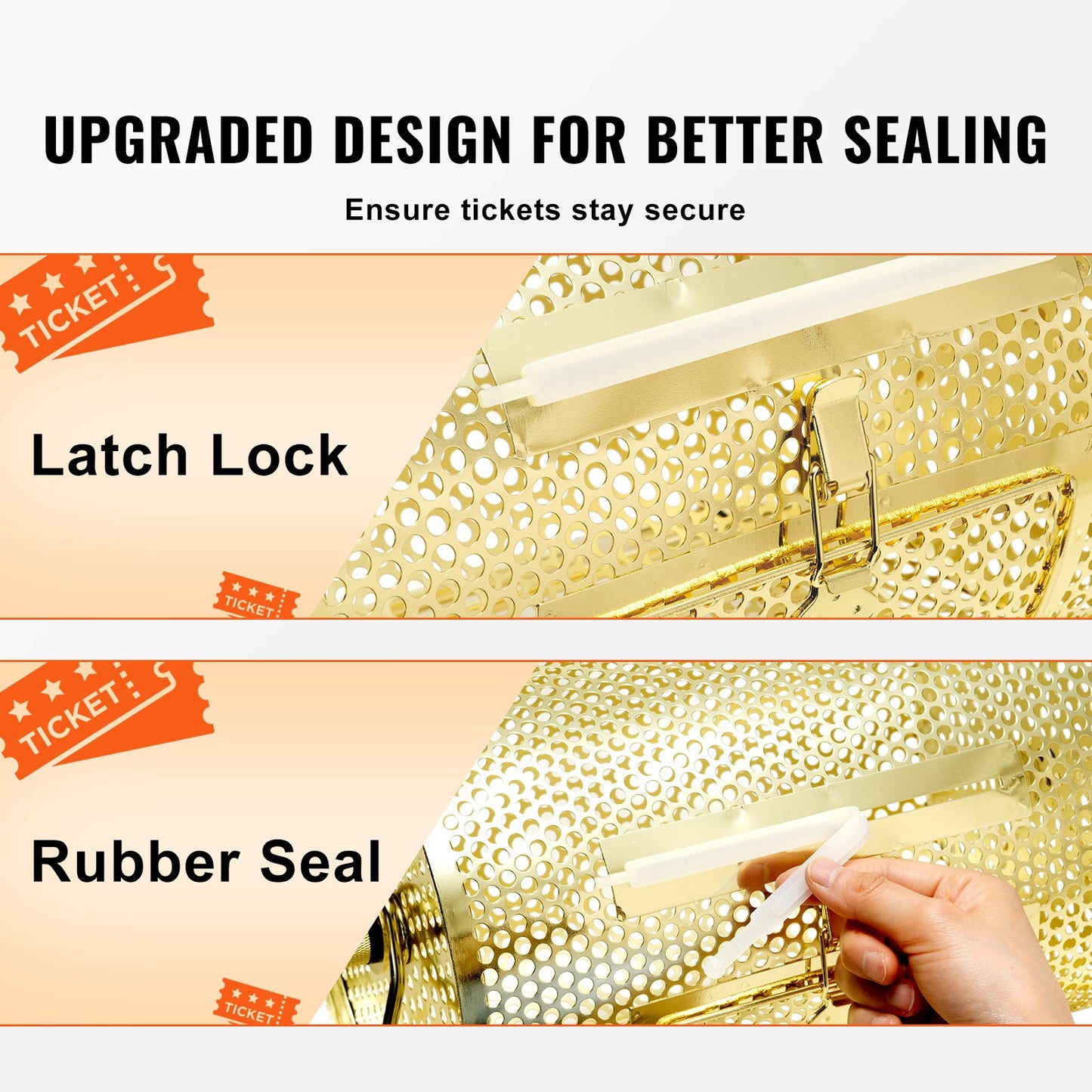 Raffle Drum, 11.6 x Ø7.48 inch Brass Plated Raffle Ticket Spinning Cage, Holds 2500 Tickets or 100 Ping Pong Balls, Metal Lottery Spinning Drawing with Wooden Turning Handle, for Bingo Ballot Pa