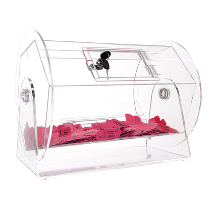 Akryl lotteritrumma, rymmer 5000 lotter eller 200 lotterikulor, professionell snurrbur för lotteribiljetter med 2 nycklar, transparent snurrande lotteriteckning, lotterilåda för lotterispel bingo