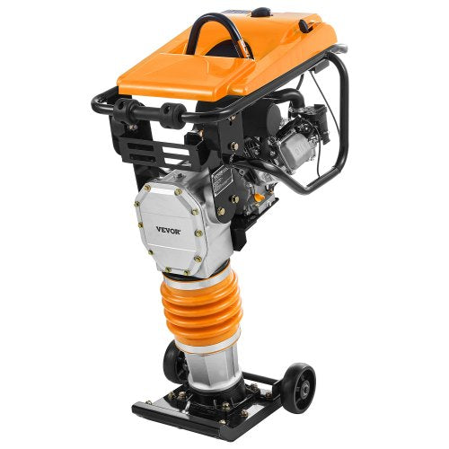 Jumping Jack Compactor, 6.5 HP Vibratory Rammer Fuel-Powered 196 cc Engine Tamper, 3600 lbs Impact Force, 26" Max Compaction Depth, for Soil, Gravel, Footings, Concrete Slabs, and Foundations