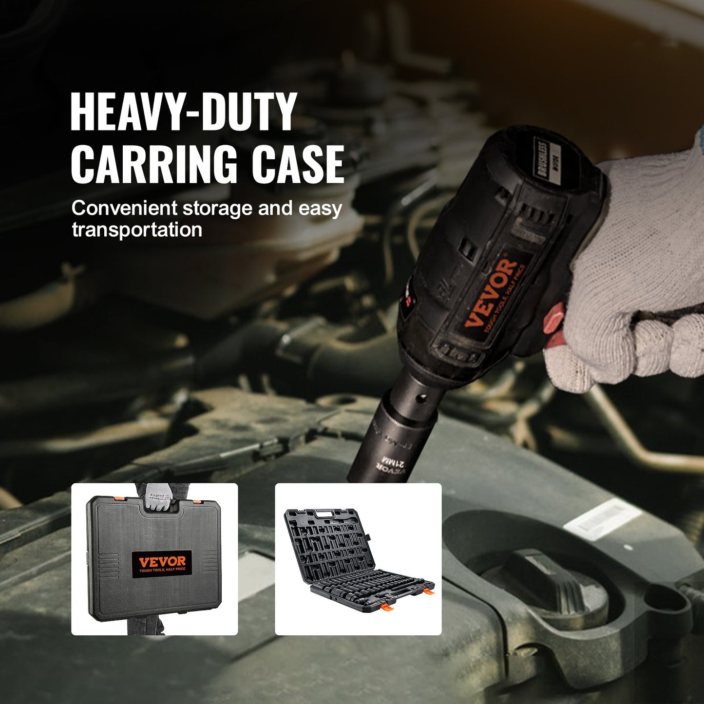 1/2" slaghylsnyckelsats, 23-delars hylsnyckelsats SAE (7/16" -1") &amp; metrisk 6-punkts Cr-V-legerat stål för bilreparationer med spärrhandtag Robust konstruktion Förvaringsväska