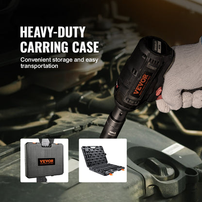 1/2" slaghylsnyckelsats, 23-delars hylsnyckelsats SAE (7/16" -1") &amp; metrisk 6-punkts Cr-V-legerat stål för bilreparationer med spärrhandtag Robust konstruktion Förvaringsväska