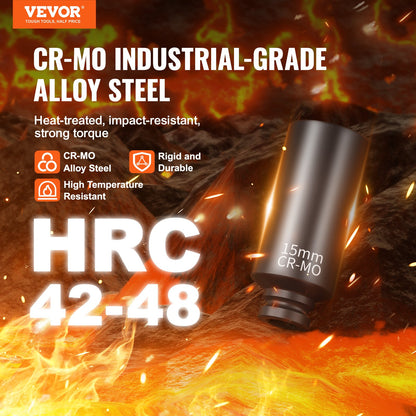 1/4" slaghylsnyckelsats, 14-delars djup hylsnyckelsats metrisk 4-15 mm, 6-kantig Cr-Mo-legerat stål för bilreparationer, lättlästa storleksmarkeringar, robust konstruktion, hylsnyckelorganisatör