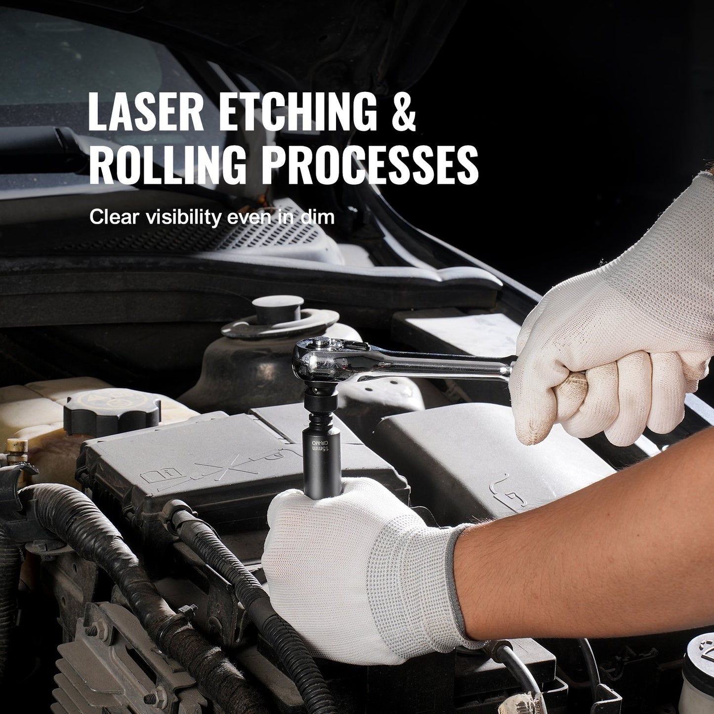 1/4" slaghylsnyckelsats, 14-delars djup hylsnyckelsats metrisk 4-15 mm, 6-kantig Cr-Mo-legerat stål för bilreparationer, lättlästa storleksmarkeringar, robust konstruktion, hylsnyckelorganisatör