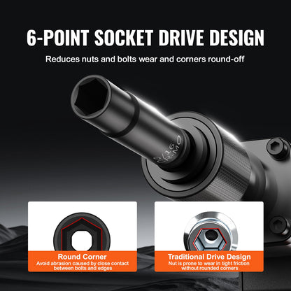 1/4" slaghylsnyckelsats, 48 ​​delar djup och grund hylsnyckelsats SAE 3/16"-9/16" och metrisk 4-15 mm, 6-kantig Cr-Mo-legerat stål för bilreparationer, lättlästa storleksmarkeringar, förvaringsväska