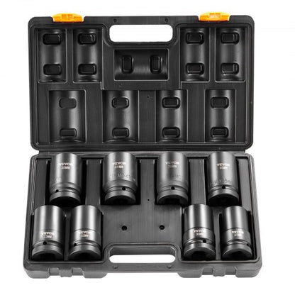 Impact Sockets Set 8pcs 6-Point 2.5 cm Drive Bit Ratchet Tool Kit Case