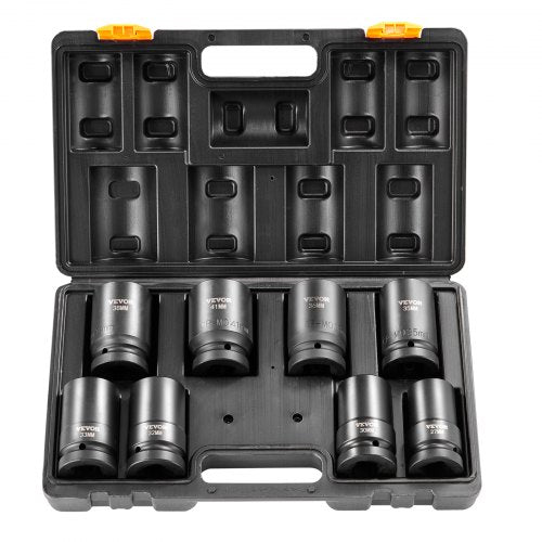 Impact Sockets Set 8pcs 6-Point 2.5 cm Drive Bit Ratchet Tool Kit Case