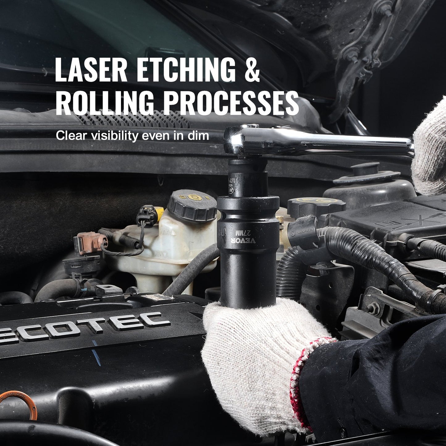 Impact Sockets Set 8pcs 6-Point 2.5 cm Drive Bit Ratchet Tool Kit Case