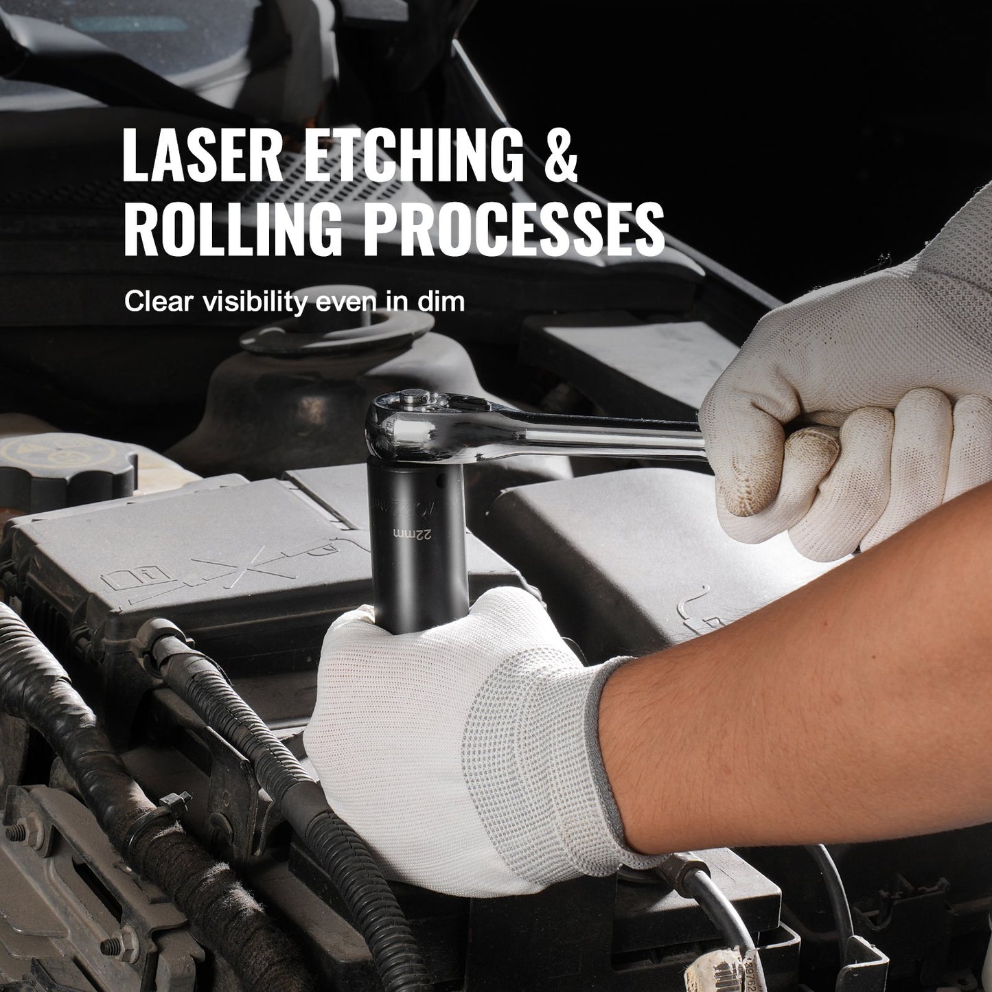 3/8" Drive Impact Socket Set, 18 Piece Deep Socket Set Metric 8-22mm, 6 Point CR-V Alloy Steel for Auto Repair, Easy-to-Read Size Markings, Rugged Construction, Includes Storage Case