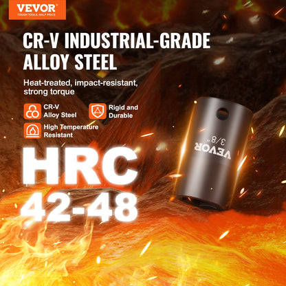 3/8" Drive Impact Socket Set, 29 Piece Shallow Socket Set SAE 3/8"-1" and Metric 8-22mm, 6 Point CR-MO Alloy Steel for Auto Repair, Easy-to-Read Size Markings, Rugged Construction, Storage Case