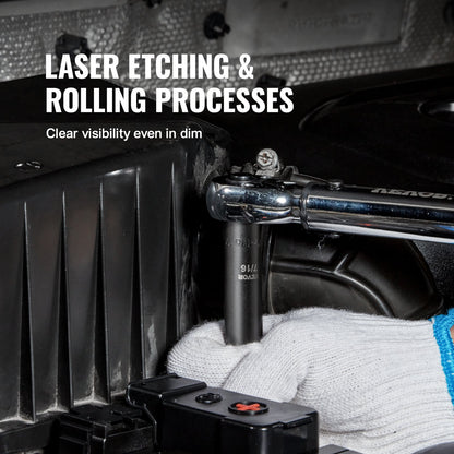 1/2" Drive Impact Socket Set, 9 Piece Deep Socket Set Metric 29-38mm, 6 Point Cr-Mo Alloy Steel for Auto Repair, Easy-to-Read Size Markings, Rugged Construction, Includes Storage Case