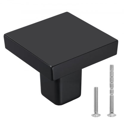 Cabinet Knobs, 10 Pack, 30 mm Black Zinc Alloy Drawer Pulls & Door Handles, Square Kitchen Solid Knobs Dresser Handles, Cupboard Hardware with Screws for Kitchen Bathroom Closet Cabinets Drawers