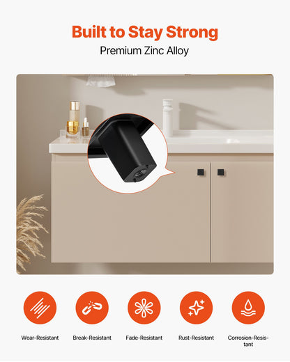 Cabinet Knobs, 10 Pack, 30 mm Black Zinc Alloy Drawer Pulls & Door Handles, Square Kitchen Solid Knobs Dresser Handles, Cupboard Hardware with Screws for Kitchen Bathroom Closet Cabinets Drawers