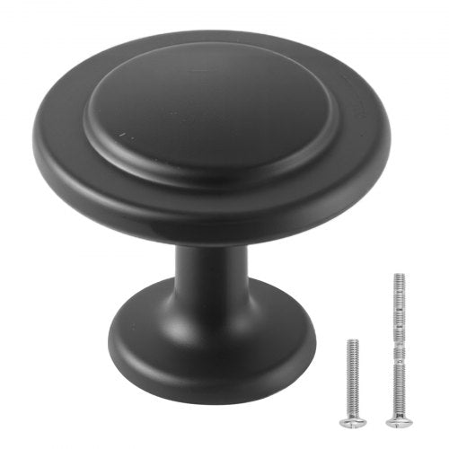 Cabinet Knobs, 30 Pack, 31 mm Black Zinc Alloy Drawer Pulls & Door Handles, Mushroom Kitchen Solid Knobs Dresser Handles, Cupboard Hardware with Screws for Bathroom Closet Cabinets and Drawers