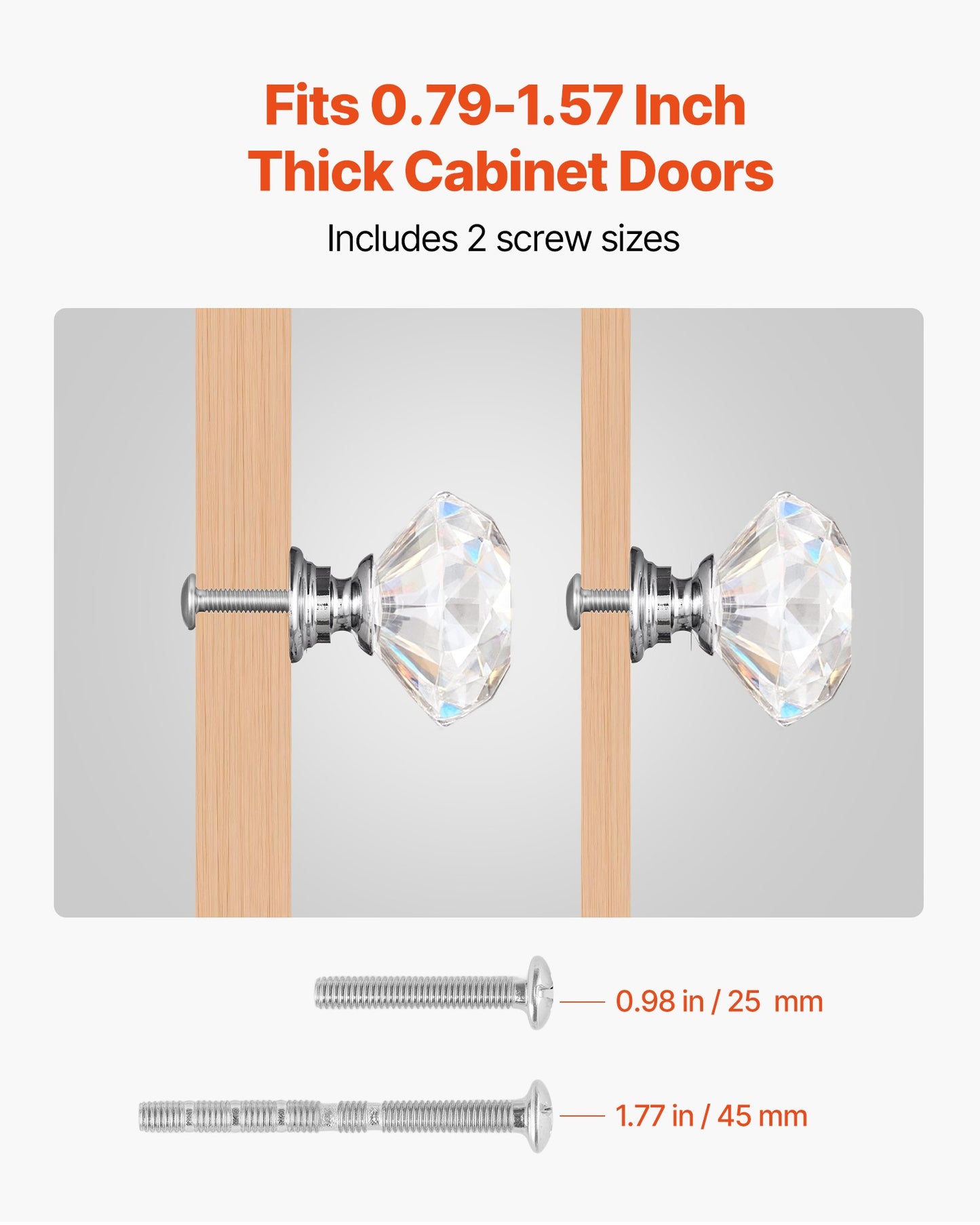 Cabinet Knobs, 12 Pack, 31 mm Acrylic & Zinc Alloy Drawer Pulls Door Handles, Diamond Kitchen Solid Knobs Dresser Handles, Cupboard Hardware with Screws for Bathroom Closet Cabinets Drawers