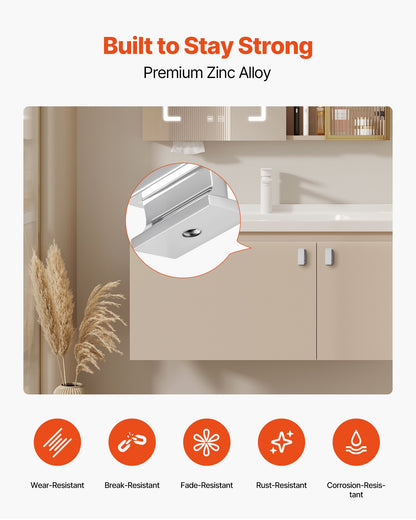 Cabinet Knobs, 10 Pack, 36 mm Zinc Alloy Drawer Pulls Door Handles, Rectangular Kitchen Dresser Solid Knobs, Cupboard Hardware with Screws for Bathroom Closet Cabinets Drawers, Chrome Color