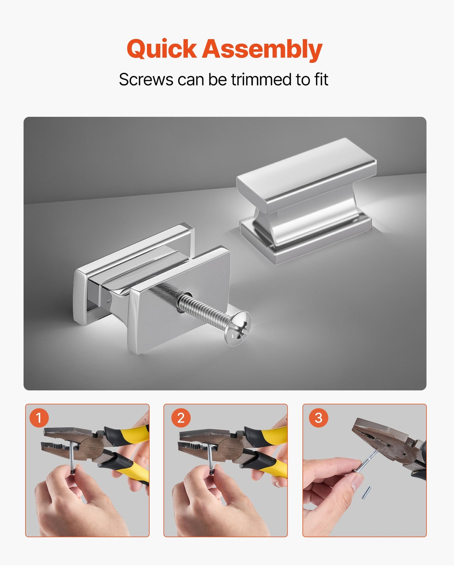 Cabinet Knobs, 10 Pack, 36 mm Zinc Alloy Drawer Pulls Door Handles, Rectangular Kitchen Dresser Solid Knobs, Cupboard Hardware with Screws for Bathroom Closet Cabinets Drawers, Chrome Color