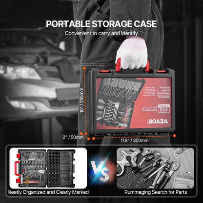 Drill Bit Set, 318 Pieces Drill and Driver Bit Set, Screwdriver Bit Set Suitable for Wood Metal Cement Drilling and Screw Driving, Drill Bit Sets Combo Kit Assorted in Organized Carrying Case