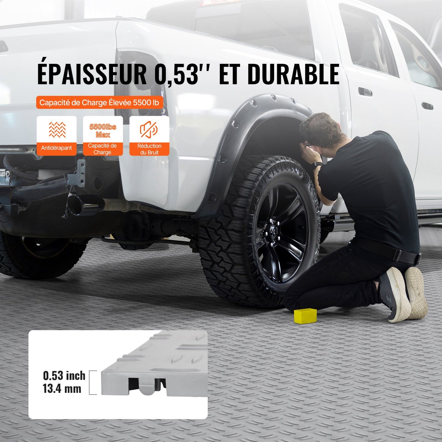 Garage Tiles Interlocking, 12 x 12 x 0.53 inch 50 Pack Garage Floor Covering Tiles, Non-Slip Double-Sided Texture Garage Flooring Tiles, for Garages, Basements, Repair Shops, Silver