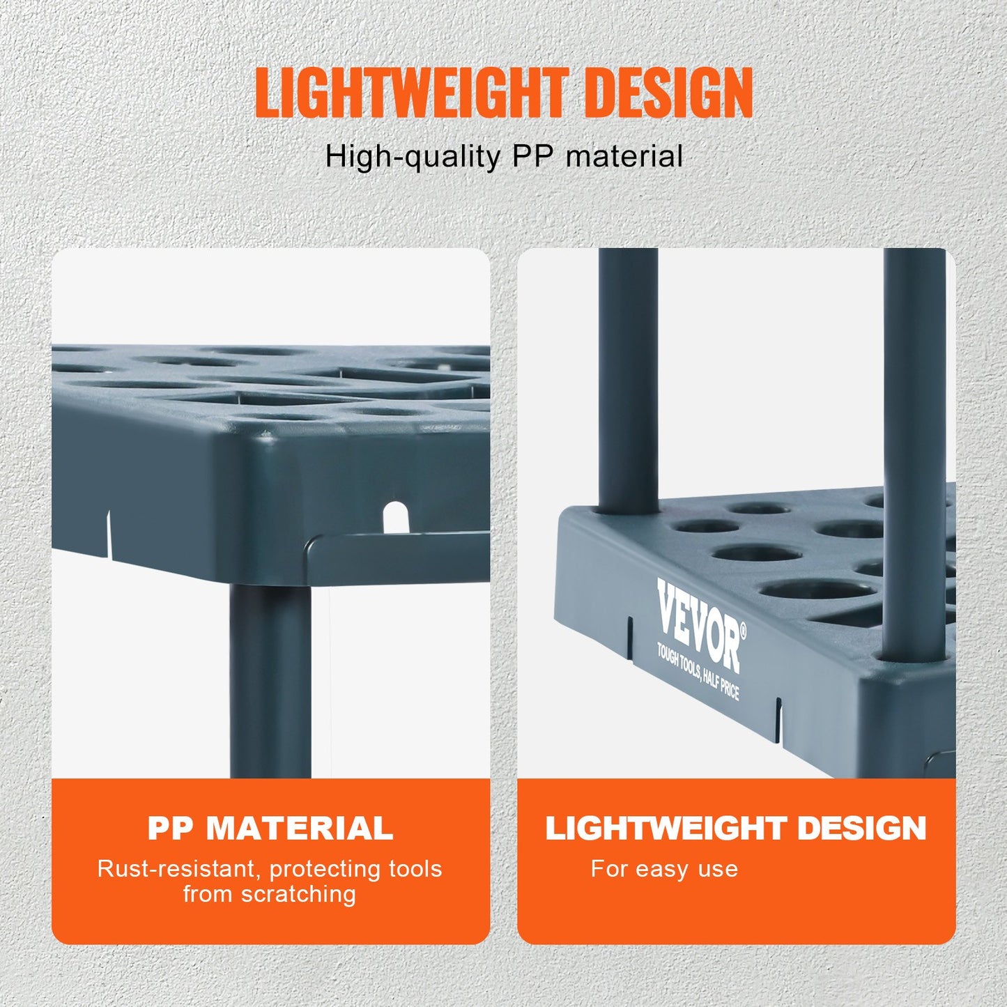 Trädgårdsredskapsorganisatör, 19 platser, redskapstornsställ för garageorganisation och förvaring, Hållare för verktyg med långt skaft/kratta/kvast/spade, PP-redskapsställ för trädgård, skjul, utomhusbruk
