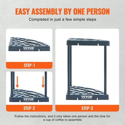 Trädgårdsredskapsorganisatör, 19 platser, redskapstornsställ för garageorganisation och förvaring, Hållare för verktyg med långt skaft/kratta/kvast/spade, PP-redskapsställ för trädgård, skjul, utomhusbruk