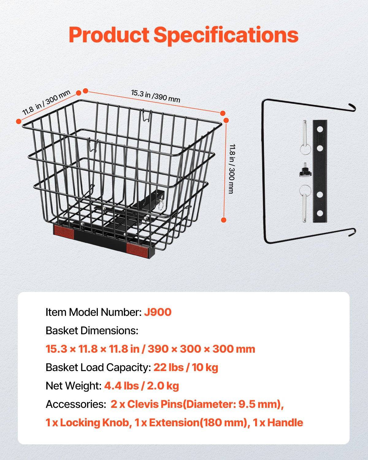 Scooter Rear Basket, Heavy Duty Metal Wire Basket with Handle, Spacious Cargo Basket, Works with 1-inch Receiver, Compatible with Most Golden, Drive & Pride Mobility Scooter