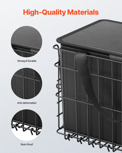 Rear Bike Basket, Folding Wire Bicycle Basket with Cargo Net, Removable Liner Bag & Waterproof Cover, Quick Release Design Bike Basket for Adult Women/Men Carrying Dogs Pets Fruit & Grocery