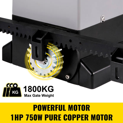 Skjutgrindsöppnare, 1800 KG 5 m, Automatisk skjutgrind med 4 fjärrkontroller och app-kontroll, Elektrisk rullande uppfartsskjutgrindsmotor, Komplett grindmotor och säkerhetssystemkit