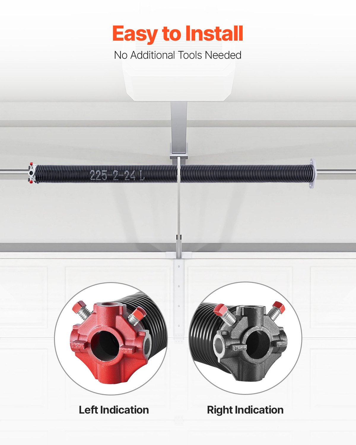 Garageportsfjädrar, par om 0,225 x 2 x 24 tum, 16 000 cykler, elektrofores svartbelagda för utbyte, garageportsfjädrar med halkfria lindningsstänger, handskar och monteringsnyckel