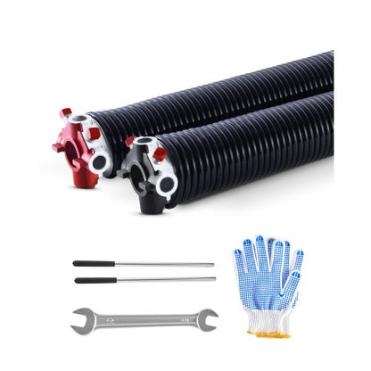Garage Door Torsion Springs, Pair of 0.25 x 2 x 31 in, 16000 Cycles, Electrophoresis Black Coated for Replacement, Garage Door Springs with Non-Slip Winding Bars, Gloves and Mounting Wrench