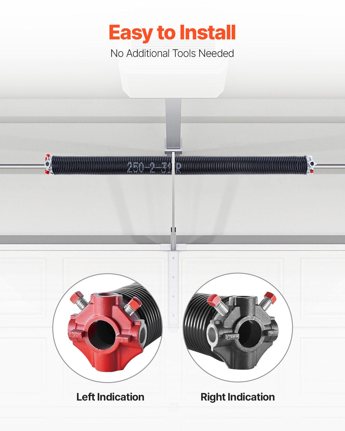 Garage Door Torsion Springs, Pair of 0.25 x 2 x 31 in, 16000 Cycles, Electrophoresis Black Coated for Replacement, Garage Door Springs with Non-Slip Winding Bars, Gloves and Mounting Wrench