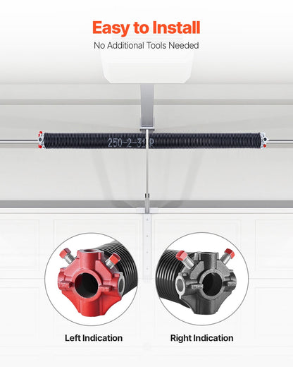 Garage Door Torsion Springs, Pair of 0.25 x 2 x 31 in, 16000 Cycles, Electrophoresis Black Coated for Replacement, Garage Door Springs with Non-Slip Winding Bars, Gloves and Mounting Wrench