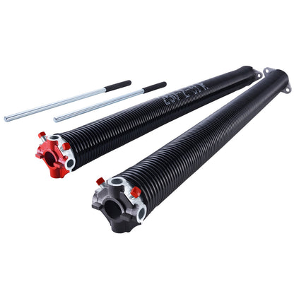 Garage Door Torsion Springs, Pair of 0.25 x 2 x 31 in, 16000 Cycles, Electrophoresis Black Coated for Replacement, Garage Door Springs with Non-Slip Winding Bars, Gloves and Mounting Wrench