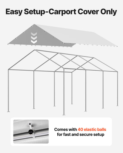 Carportöverdrag, 3 x 6 m dricksskyddad presenning för garage, UV-resistent och vattentät bilskyddspresenning, kraftigt bilportsöverdrag med bollvagnar, grå, ram ingår ej