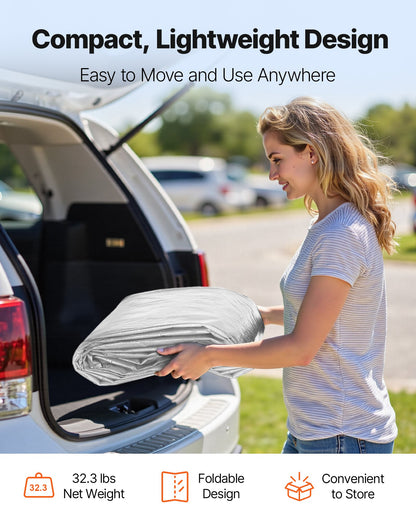 Carport Replacement Canopy, 3.6x 6 m Potable Garage Tent Top Tarp with Sidewalls, UV-Resistant & Waterproof, Heavy Duty Car Shelter Tarp with Ball Buggees, Grey, Frame Not Included