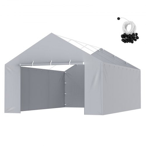 Carportens reservdel, sidovägg, 13 x 20 fot, garagetält, skyddspresenning, kraftig, vattentät och UV-skyddad, enkel installation med bolltätningar, grå (topp och ram ingår ej)