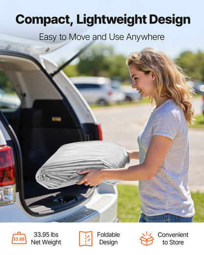 Carportens reservtak, 6 x 4 m dricksvattentät presenning för garage med sidoväggar, UV-resistent och vattentät, kraftig bilskyddspresenning med bollvagnar, grå, ram ingår ej