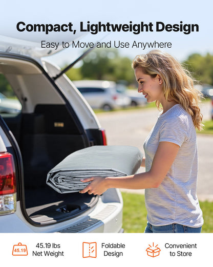 Carportens reservtak, 6 x 6 m dricksskyddad garagepresenning med sidoväggar, UV-resistent och vattentät, kraftig bilskyddspresenning med bollvagnar, grå, ram ingår ej