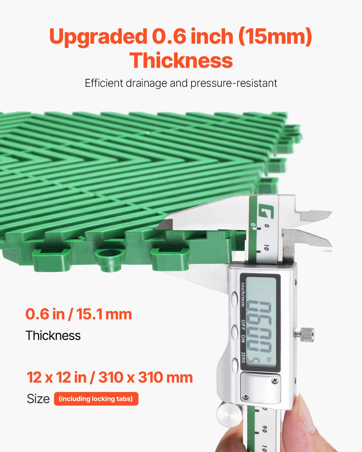 Sammankopplande dräneringsmatta, 50 st. modulär sammankopplande dynor, 12” x 12” skarvande dräneringsmattor, halkfria gröna PP-dräneringsgolvplattor och duschmatta, för garage, trädgård, kök och utomhusbruk