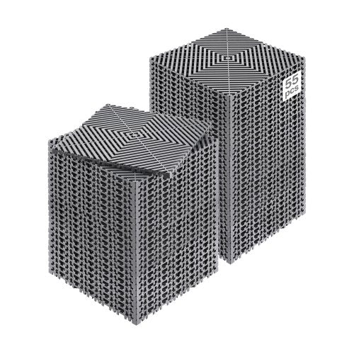Interlocking Drainage Mat, 12” x 12” Modular Interlocking Cushion, 55 Pcs Splicing Drainage Mats, Non-Slip Gray PP Drainage Floor Tile and Shower Mat, for Garage, Garden, Kitchen & Outdoor
