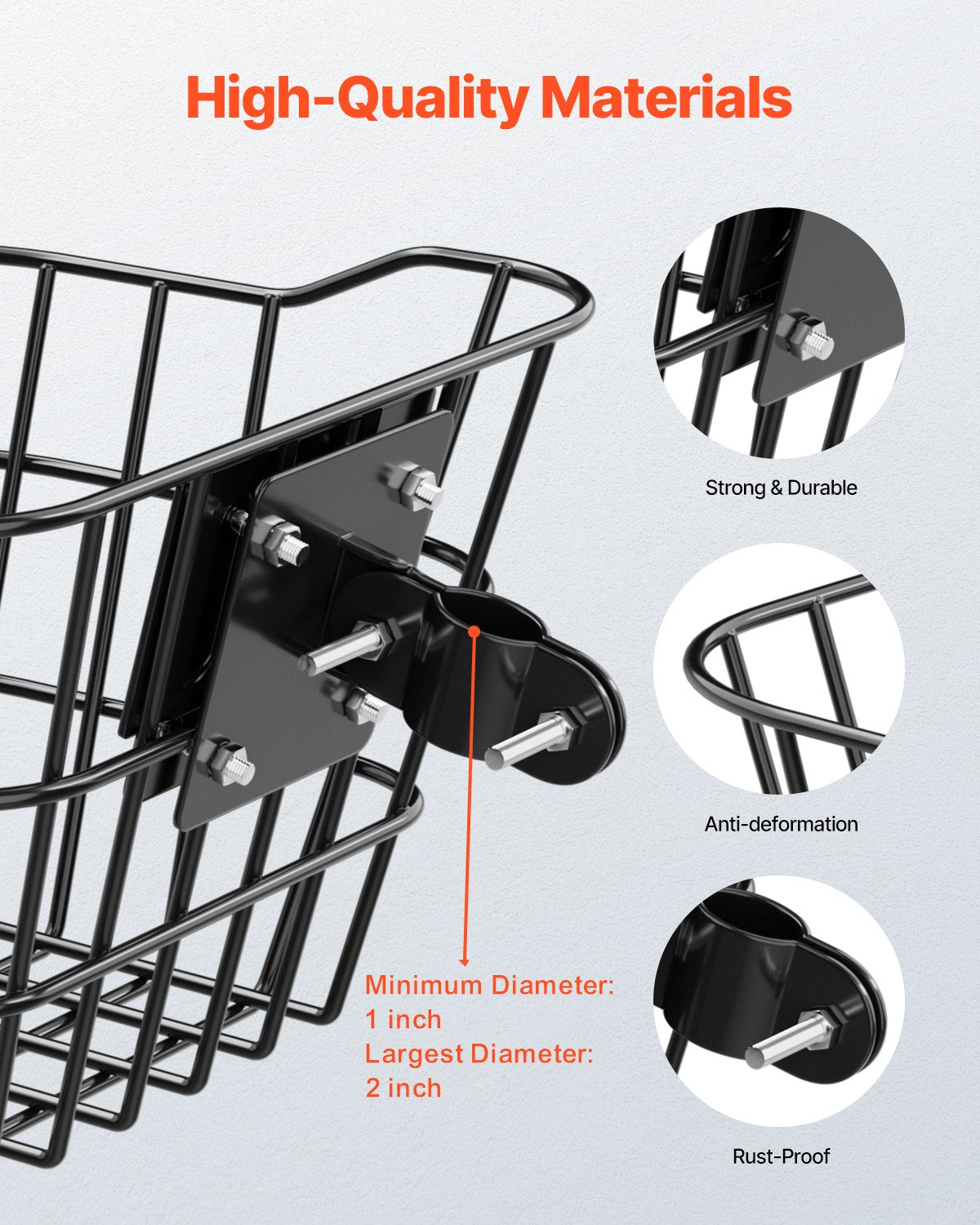 Front Bike Basket, Electric Scooter Basket with Fixed Bracket - Max Bearing 20 lbs, Construct from Solid Steel, Kids Bike Basket/Adult Bicycle Basket/Knee Electric Scooter Accessories