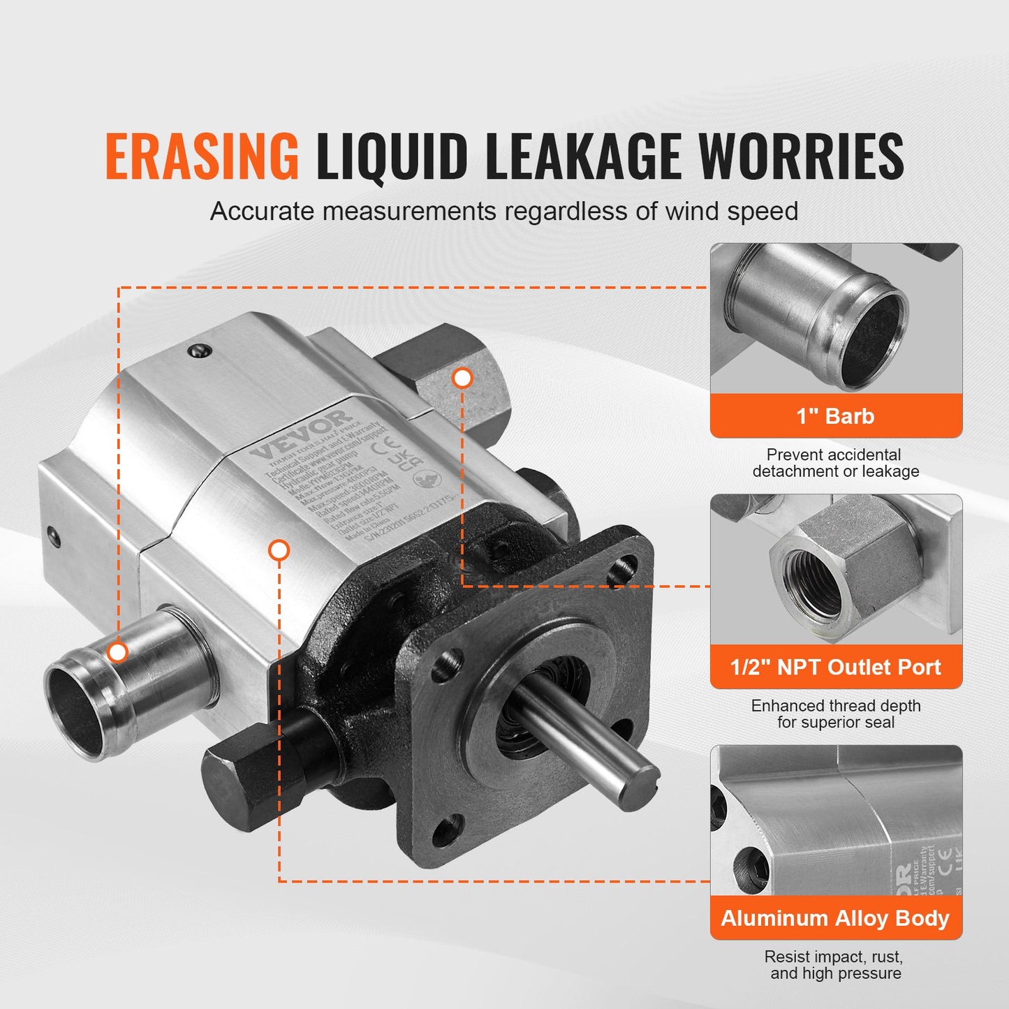 Hydraulisk vedklyvspump, 13GPM, 2-stegs 3000PSI vedklyvspump, 1'' inlopp 1/2'' NPT-utlopp 3600 RPM hydraulisk kugghjulspump i aluminium, för liten motormontering av vedklyvar snöplog