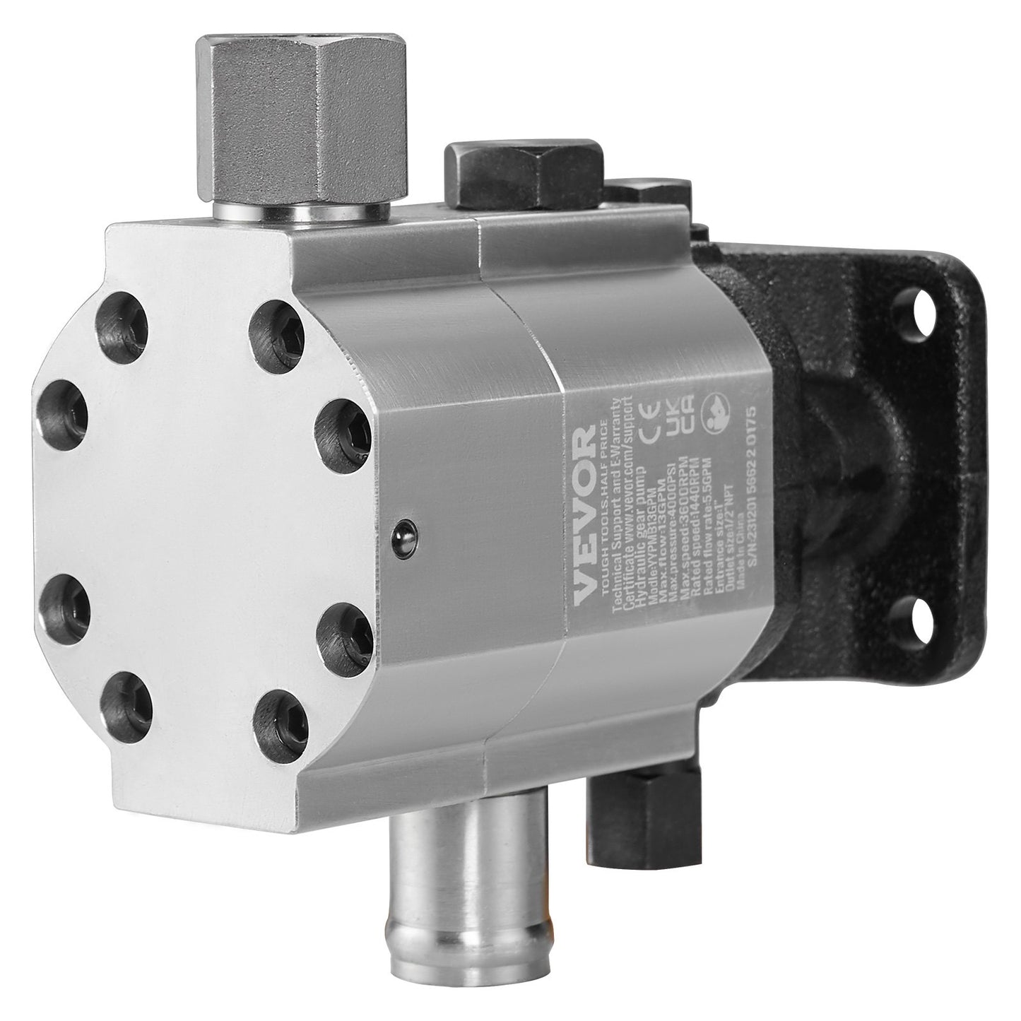 Hydraulisk vedklyvspump, 13GPM, 2-stegs 3000PSI vedklyvspump, 1'' inlopp 1/2'' NPT-utlopp 3600 RPM hydraulisk kugghjulspump i aluminium, för liten motormontering av vedklyvar snöplog