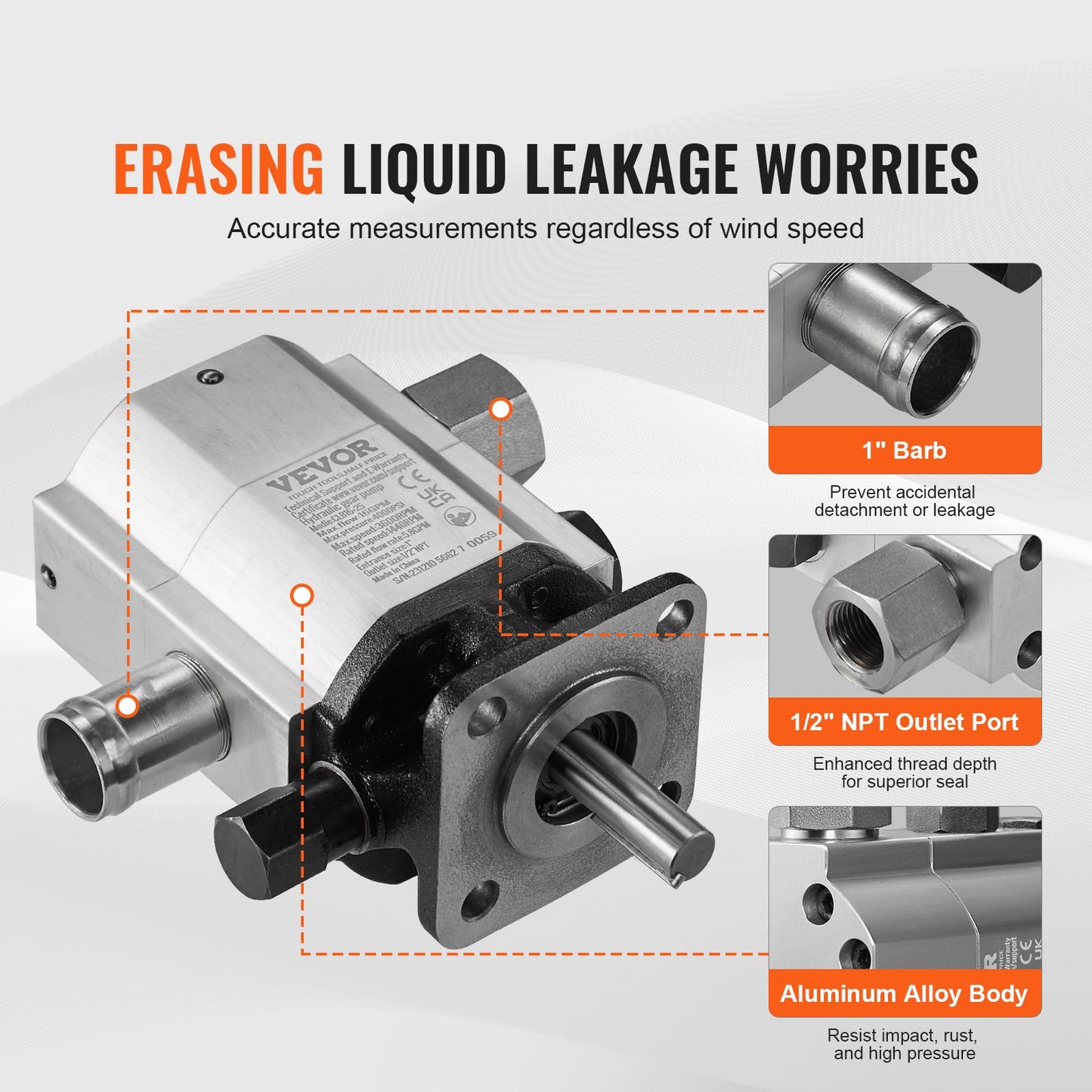 Hydraulisk vedklyvspumpsats, 60,6 l/min, 2-stegs 27,6 MPa hydraulisk kugghjulspump i aluminium, med ventil 2,54 cm inlopp 1,27 cm NPT-utlopp 3600 varv/min, för vedklyvar med liten motor